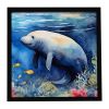 Manatee Framed Metal Print Bathroom, Kitchen, Office, Home Decor Wall Art Ready to Hang, Square, 8X8