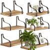 3 Pcs Wood Floating Shelves 3 Size Rustic Brown Wall Shelves Room Hanging Book Shelves Small Farmhouse Decor Wall Mounted Display for Living Room Bedr