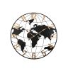 36 Inch Large Black Metal Wall Clock, Modern Silent World Map Wall Clock with Vintage Gold Arabic Numeral, Decorative for Living Room, Entryway