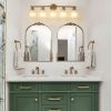 31" Modern 5-Light Vanity Wall Sconce, Golden Finish with Frosted Glass Shades for Bathroom or Hallway Lighting (No Bulbs)
