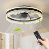 20" Smart Silent Ceiling Fan with Light – Crystal Flush Mount LED Fan Lamp with Hidden Blades and Natural Airflow System, Designed for Bedroom