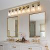 51" Golden 8-Light Vanity Light with Clear Glass Shades, Modern Iron Metal Bathroom Wall Fixture for Mirror