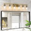 37" Golden 6-Light Vanity Light with Clear Glass Shades, Modern Iron Metal Bathroom Wall Fixture for Mirror