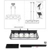 32-inch Black Industrial 5-Light Pendant Chandelier, Modern Metal Cage Design, Adjustable Hanging Light for Dining Room, Kitchen