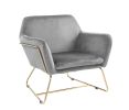 Keira 29.5" Gray Velvet Accent Chair with Metal Base