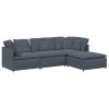 Modular Sofa Dark Gray Velvet (100% Polyester), Foam, Metal, Wood