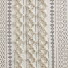 Cotton Printed Curtain Panel with Chenille Stripe and Lining Ivory 50x95"