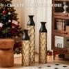 Floor Metal Vases Decorated White Metal vases Set of 3 gorgeous home decoration large glazed metal vases 24.8in/29in/33.8in height