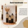 3-Piece Handcrafted Metal Floor Vase Set, Black & Gold Cutout Design Tall Vases (20.8"/24.8"/28.7") for Living Room Entryway