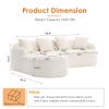 Boneless L-Shape Sectional Sofa with Curved Chaise,White Modular Chenille Compression Couch,30D High-Density Foam