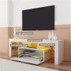 Fashion TV stand, Entertainment Center, media console, with LED light belt, remote control and tempered glass shelf