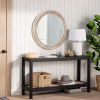 Rustic Round Wall Mirror, 23.62 Inches Wood Circle Mirror with Beads, Decorative Farmhouse Mirror for Living Room, Bedroom, Kitchen, Entryway (White)