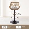 Modern Swivel Bar Stools Set of 2 Adjustable Counter Height Chairs with Footrest for Kitchen, Dining Room (Beige)