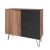 Manhattan Comfort Beekman 35.43 Dresser with 2 Shelves in Brown and Black