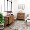 Industrial Style 6 Drawer Double Dresser,Rustic Brown Wood Storage Dresser Clothes Organizer with Sturdy Steel Frame, Chest with 6 Drawer
