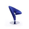 Manhattan Comfort Curl Blue and Polished Chrome Wool Blend Swivel Accent Chair
