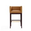 Manhattan Comfort Kingsley 38 in. Camel and Dark Walnut Beech Wood Barstool