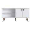 Manhattan Comfort Amber 53.7" TV Stand with Faux Leather Handles in White
