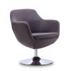 Manhattan Comfort Caisson Grey and Polished Chrome Twill Swivel Accent Chair