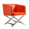 Manhattan Comfort Hollywood Orange and Polished Chrome Faux Leather Lounge Accent Chair
