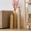 Metal decorative vases High distress metal center vases with growing vine patterns, set of 3 vases for home decoration 34 ", 29 ", 25 "H, gold