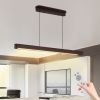 39-inch Walnut Wood Modern LED Pendant Light, Adjustable Hanging Light for Dining Room, Kitchen, Living Room – Sleek Walnut Color Finish