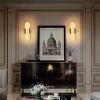 13.8" Natural Marble Wall Sconce, Black Sconces Set of Two, Indoor Modern Bathroom Sconces Wall Lighting for Living Room, Bedroom, Hallway, Stairs