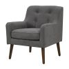 Ryder 25" Mid Century Modern Gray Woven Fabric Tufted Armchair