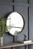 27.5" Round Wood Mirror, Wall Mounted Mirror Home Decor for Bathroom Living Room