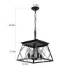 (Same as W1340111203/L1009) 16" Black Industrial 4-Light Pendant Chandelier, Modern Metal Cage Design, Adjustable Hanging Light for Dining Room