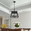 (Same as W1340111203/L1009) 16" Black Industrial 4-Light Pendant Chandelier, Modern Metal Cage Design, Adjustable Hanging Light for Dining Room