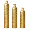 Floor Metal Vases Decorated White Metal vases Set of 3 gorgeous home decoration large glazed metal vases 25.2in/29.33in/34.25in height