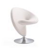 Manhattan Comfort Curl Cream and Polished Chrome Wool Blend Swivel Accent Chair