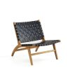 Manhattan Comfort Maintenon Leatherette Accent Chair in Black with Nature Feet