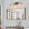 31" Modern 4-Light Vanity Wall Sconce - Black and Gold Bathroom Light Fixture with Clear Glass Shades, Industrial Wall Mounted Lamp for Mirror, Vanity