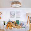 21" Bohemian Braided Ceiling Fan Light, Silent Remote Control with Timing Function, Adjustable Color Temperature, Suitable for Bedroom and Living Room