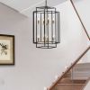 (Same as W1340142524/L1018-G) 18" Modern 8-Light Black Gold Geometric Pendant Chandelier, Industrial Metal Frame