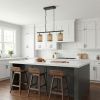 Elysian Three Lights Island With Natural Rattan Shade Farmhouse Chain Ceiling Lamp