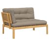 Patio Sofa Taupe Solid acacia wood with fabric cushions Large