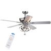 Tatiana 5-blade 52-inch Chrome Ceiling Fan with 3-Light Royal Chandelier
