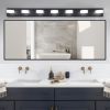 52" Modern 7-Light LED Vanity Light Fixture - Black Iron Finish with Acrylic Shades - Energy-Efficient Bathroom Wall Sconce - Dimmable for Mirror