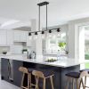 37" Modern Industrial 5-Light Chandelier with Clear Glass Shades, Matte Black Metal Frame Hanging Ceiling Light Fixture for Dining Room