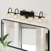 29" Retro 5-Light Bathroom Vanity Light Fixture - Black Finish with Crystal Glass Shades, Wall Mounted Lighting for Bathroom, Powder Room