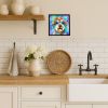 Schnauzer Hippie Dawg Framed Metal Print Bathroom, Kitchen, Office, Home Decor Wall Art Ready to Hang, Square, 8X8