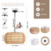 18" Farmhouse Pendant Light with Adjustable Height, Boho Woven Jute Rope Hanging Ceiling Light Fixture, E26 Base, 60W Max, Compatible with Flat