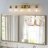 31" Golden 5-Light Vanity Light with Clear Glass Shades, Modern Iron Metal Bathroom Wall Fixture for Mirror