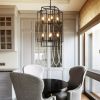 (Same as W1340142527/L1018-B) 18" Modern 8-Light Black Geometric Pendant Chandelier, Industrial Metal Frame, Adjustable Hanging Light for Living Room