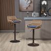 Modern Swivel Bar Stools Set of 2 Adjustable Counter Height Chairs with Footrest for Kitchen, Dining Room (Blue)
