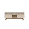 Manhattan Comfort Camberly 62.99 TV Stand with 5 Shelves and Wine Storage in Off White and Cinnamon