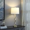 29.5" In Emil Moderne Geometric Light Amber Textured Glass Brushed Gold Table Lamp